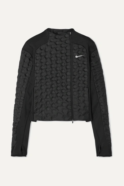 Nike Aeroloft Paneled Stretch-jersey And Padded Shell Down Jacket In Black
