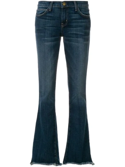 Current Elliott Frayed Faded Mid-rise Kick-flare Jeans In Blue