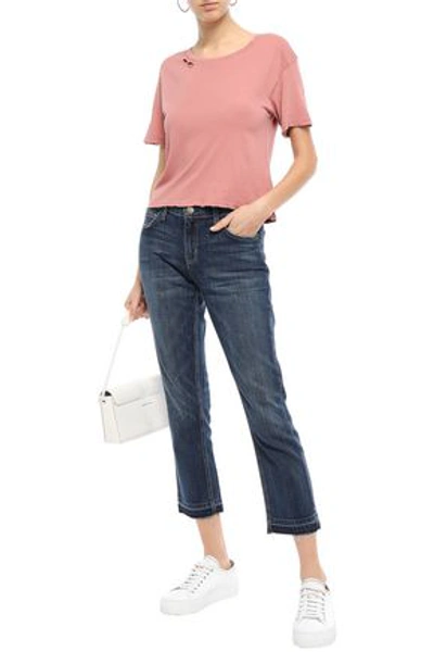 Current Elliott The Short Cg Distressed Cotton-jersey T-shirt In Antique Rose