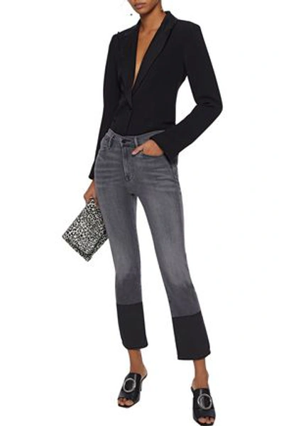 Frame Le High Straight Coated Mid-rise Straight-leg Jeans In Dark Gray