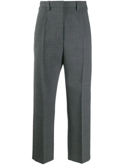 Mm6 Maison Margiela Draped Twill Straight-leg Pants In Grey