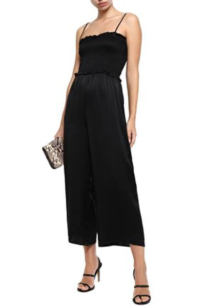 Cami Nyc The Kyla Cropped Shirred Silk-charmeuse Jumpsuit In Black
