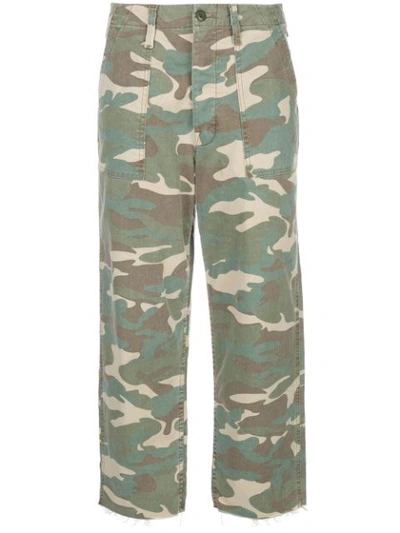 Mother Private High-rise Patch Pocket Straight-leg Ankle Jeans In Camouflage In Killing Time Camo