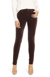 Ag The Farrah High Waist Velveteen Skinny Jeans In Raleigh Brown