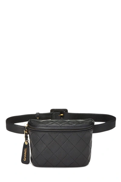 Pre-owned Chanel Black Quilted Caviar Belt Bag 30