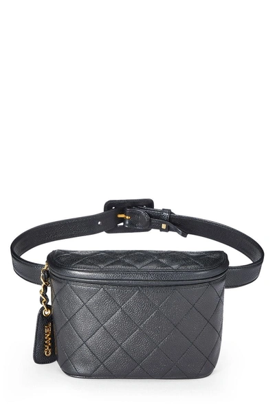 Pre-owned Chanel Black Quilted Caviar Belt Bag 28