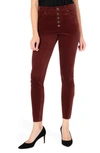 Kut From The Kloth Donna Exposed Button High Waist Ankle Skinny Corduroy Pants In Amber