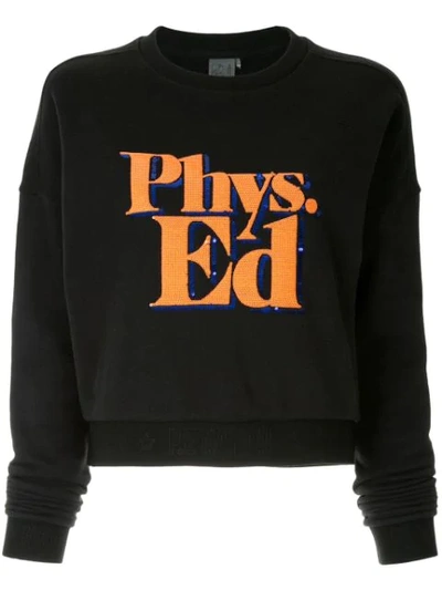 P.e Nation Feature Sequined Graphic Cropped Sweatshirt In Black