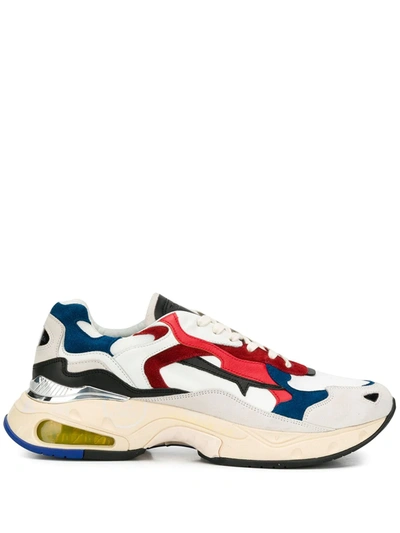 Premiata Sharky Sneakers In Multicolor Suede And Leather In Multicolour