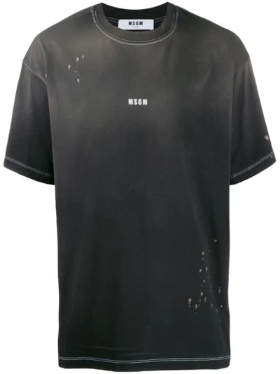 Msgm Distressed Cotton T-shirt In Black
