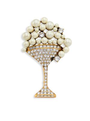 Marc Jacobs Crystal & Faux-pearl Martini Brooch In Na | ModeSens