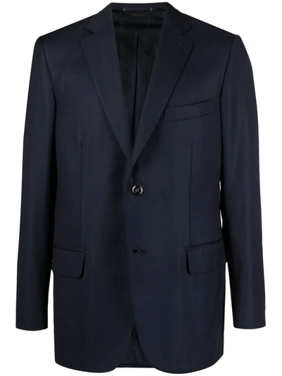 Brioni Fitted Single-breasted Blazer In Navy