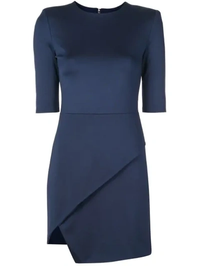 Alice And Olivia Nova Strong Shoulder Asymmetrical Mini Dress In Blue