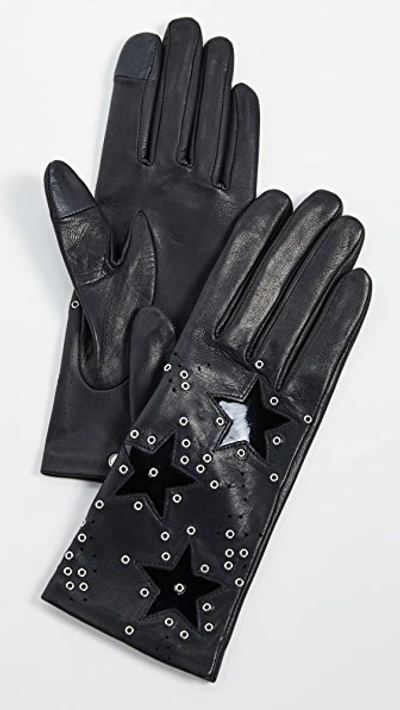 Agnelle Kim Short Gloves In Black Tactile/silver