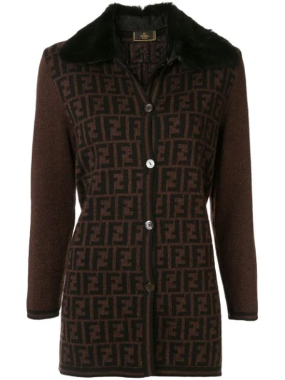 Pre-owned Fendi Zucca Pattern Jacket In Brown