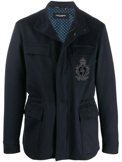 Dolce & Gabbana Embroidered-badge Field Jacket In Blue