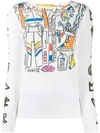 Rossignol X Jcc Long Sleeve Abstract Print Top In White