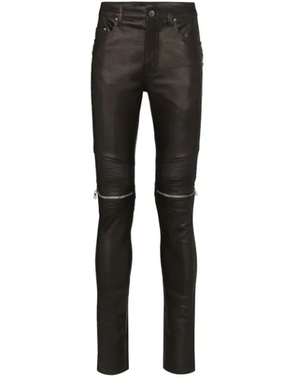 Amiri Mx2 Leather Pants In Black & Silver