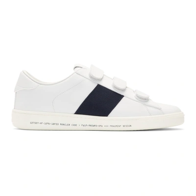 Moncler Genius 7 Moncler Fragment Webbing-trimmed Leather Sneakers In 001white