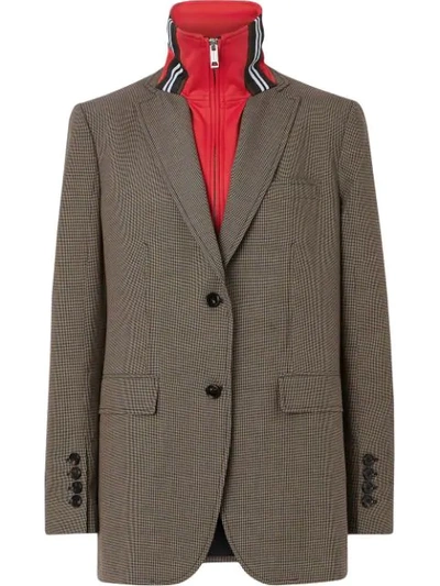 Burberry Track Top Detail Wool Cotton Tailored Jacket In Neutrals
