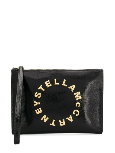 Stella Mccartney Stella Logo Clutch Bag In Black