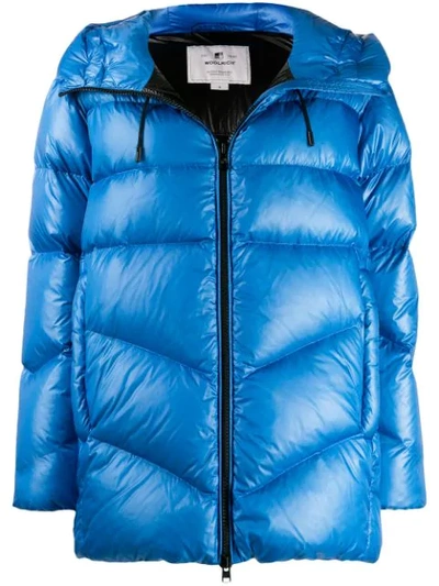 Woolrich Hooded Padded Jacket In Blue
