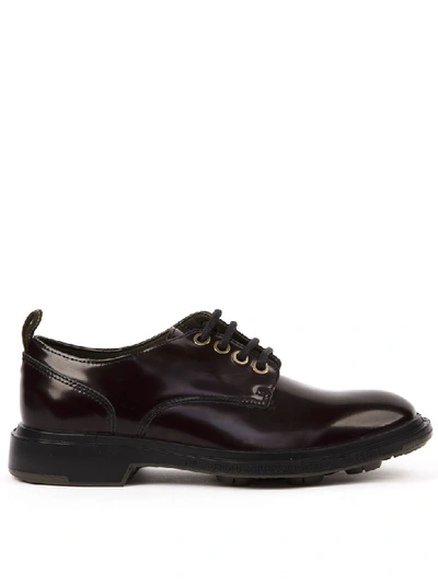 Pezzol Brushed Leather Derby Shoes In Aubergine