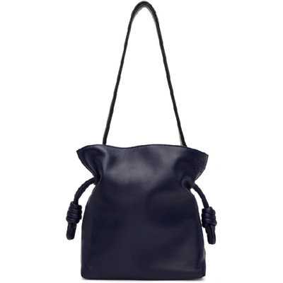 Loewe Flamenco Knot Small Leather Shoulder Bag In Marine