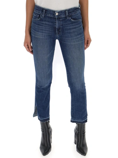 J Brand Selena Side Slit Detail Cropped Jeans In Blue