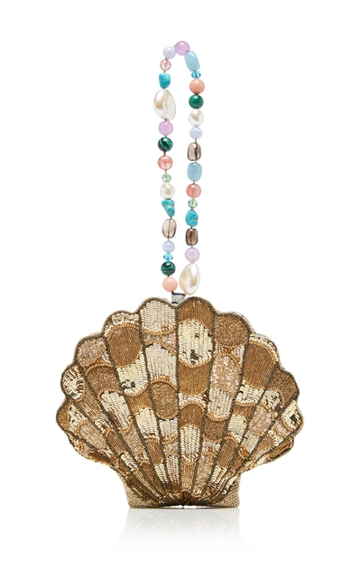 Rixo London Sacha Sequin-embellished Shell Bracelet Bag In Gold