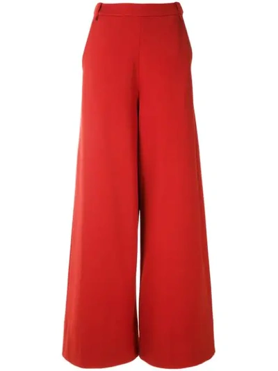 Gloria Coelho Slit Pockets Wide Leg Trousers In Red