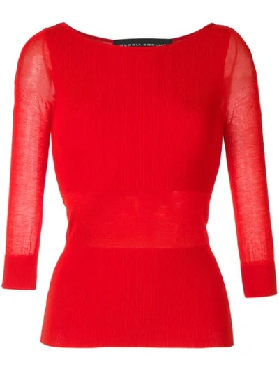 Gloria Coelho Ribbed Knit Blouse In Red