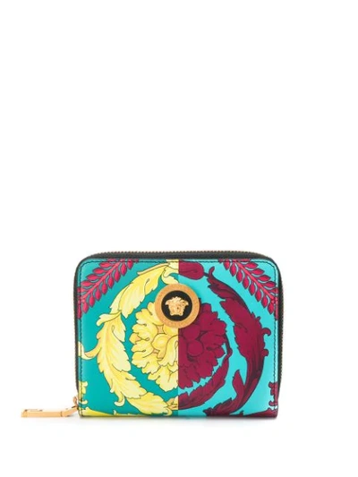 Versace Voyage Barocco Print Wallet In Dnmot Nero+multicolor