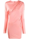 Versace Draped Keyhole Neckline Dress In Pink