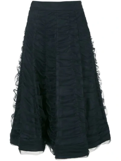 Gloria Coelho Draped Tulle Midi Skirt In Black