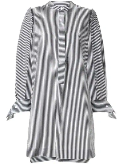 Gloria Coelho Striped Shirt Dress In White