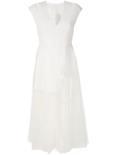 Gloria Coelho Tulle Skirt Midi Dress In White