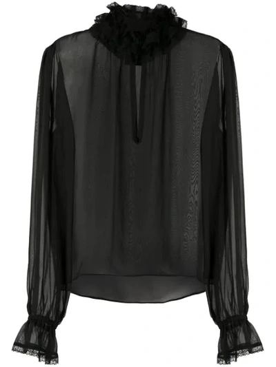 Andrea Bogosian Petrusa Couture Silk Blouse In Noir