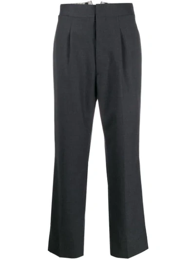 Maison Margiela Cropped High Waisted Trousers In Grey