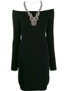 Moschino Off-shoulders Embellished Dress In Black