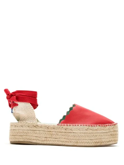 Blue Bird Shoes Waves Leather Espadrilles In Red