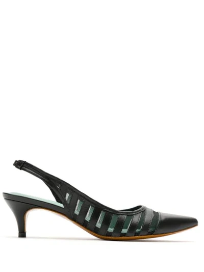 Blue Bird Shoes Giobbi Panelled Slingback Pumps In Black