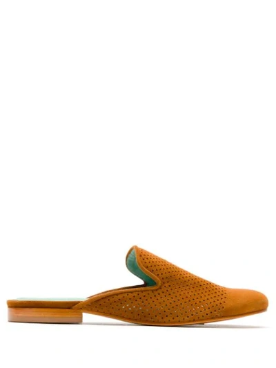 Blue Bird Shoes Perforated Slippers In Brown