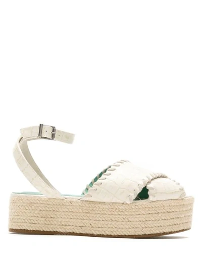 Blue Bird Shoes Cruzada Crocodile Effect Espadrilles In White