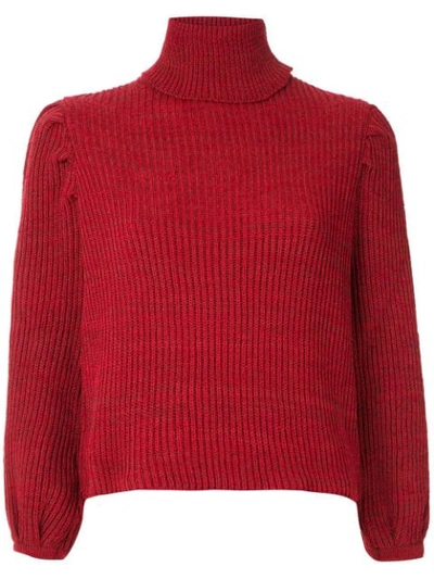 Framed Knit Cropped Top In Red