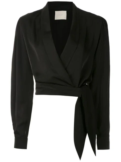 Framed Wrap Cropped Top In Black