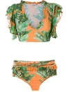 Amir Slama Printed Crop Top Bikini Set In Green