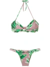 Amir Slama Floral Print Bikini Set In Green