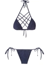 Amir Slama Strappy Bikini Set In Blue