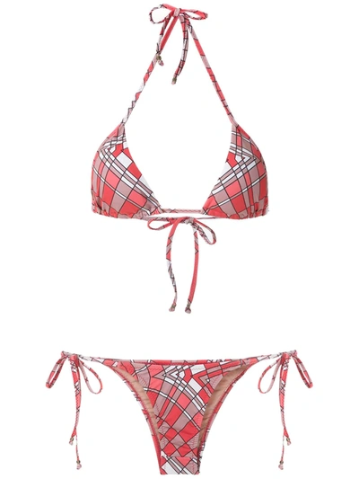 Amir Slama Geometric Print Bikini Set In Red
